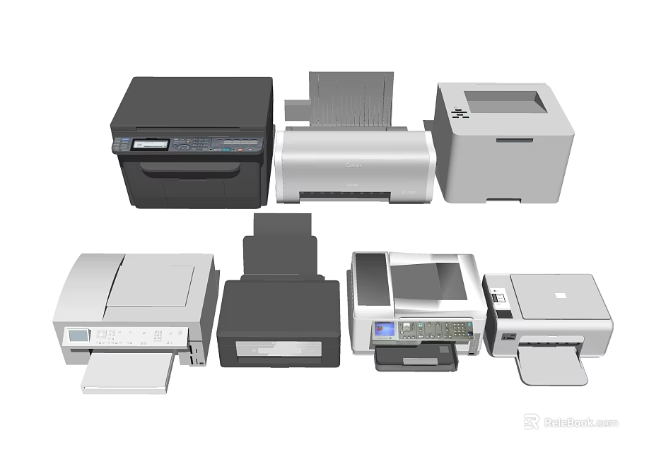 Various Types of Printers with Different Designs and Practical Functions 3d model 