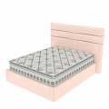 Modern Double Bed With Pink Headboard Gray Mattress And Patterned Design