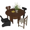 Modern Dining Table and Chair Combination Dining Chair Round Dining Table 3d model