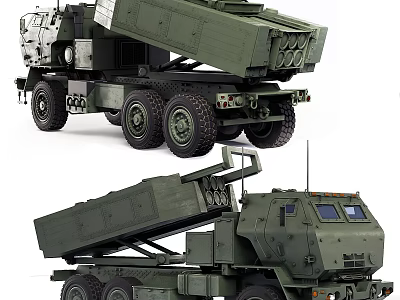 Military Green Multi Wheel Vehicle With Missile Launcher System And Armor 3d model