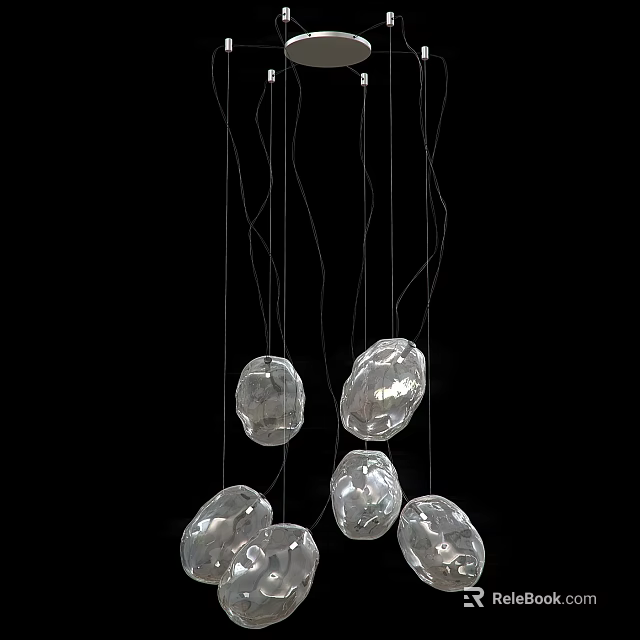 Unique Modern Ceiling Hanging Transparent Crystal Chandelier With Irregular Glass Pendants Design 3d model 
