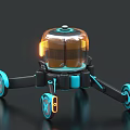 Small Robot With Transparent Dome Blue Black Design Multi Legged Structure And Glowing Orange Lights 3d model