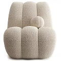 Plush Beige Single Sofa With Soft Textured Fabric And Modern Rounded Design
