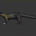 Gray Animal with Yellow Neck Fur Open Mouth Standing on Dark Background 3D Rendered Model