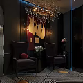 Luxury Leisure Sofa Set With Dark Purple Upholstery And Modern Decor