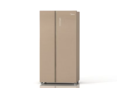 Midea Beige Double Door Refrigerator With Textured Surface Modern Design for Home Kitchen 3d model