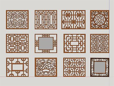 New Chinese-style openwork window grilles window grilles screen 3d model