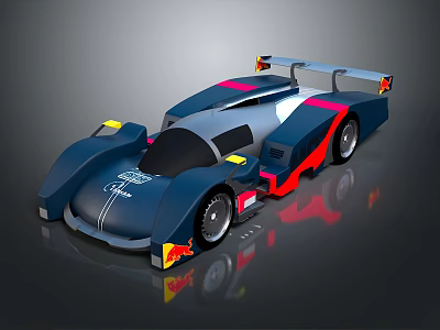Sleek Blue Racing Car With Streamlined Design And Red Yellow Accents 3d model