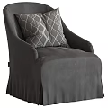 Gray Upholstered Accent Chair with Geometric Pattern Pillow and Skirted Base 3d model