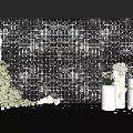 Black Sequin Mosaic Backdrop With Golden WONDERFUL Lettering White Flower Bouquets And Vases