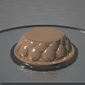 Golden Lotus Petal Shaped Sculpture In Circular Water Pool With Blue Sky And White Clouds