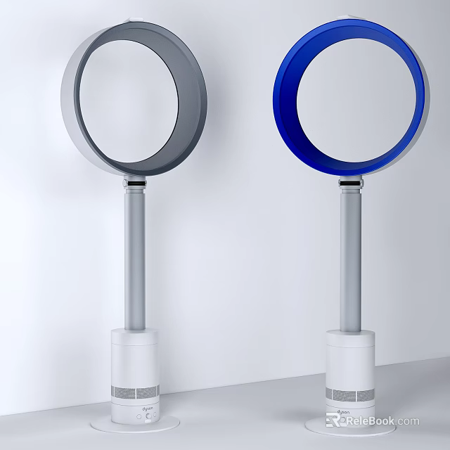 Stylish Modern Bladeless Air Conditioning Fan in Gray and Blue for Home Indoor Use 3d model 