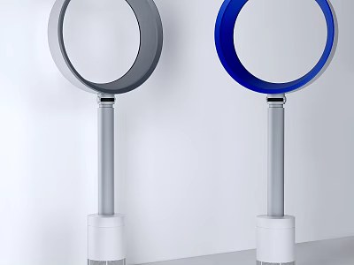 Stylish Modern Bladeless Air Conditioning Fan in Gray and Blue for Home Indoor Use 3d model