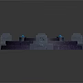 Ancient Magical Circular Platform With Glowing Blue Runes And Square Structures