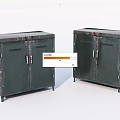 Rusted Green Metal Storage Cabinets With Double Doors And Metal Handles