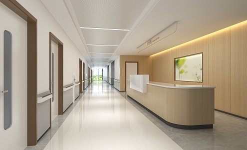 modern aisle hospital ward walkway 3d model