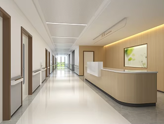 modern aisle hospital ward walkway 3d model