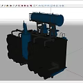 Industrial Equipment With Blue Cylindrical Tank Gray Structure And Circular Processing Units