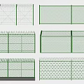 Green Metal Fence Construction Components With Multiple Grid Patterns And Styles 3d model