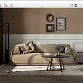 Nordic Double Sofa Coffee Table Combination 3d model