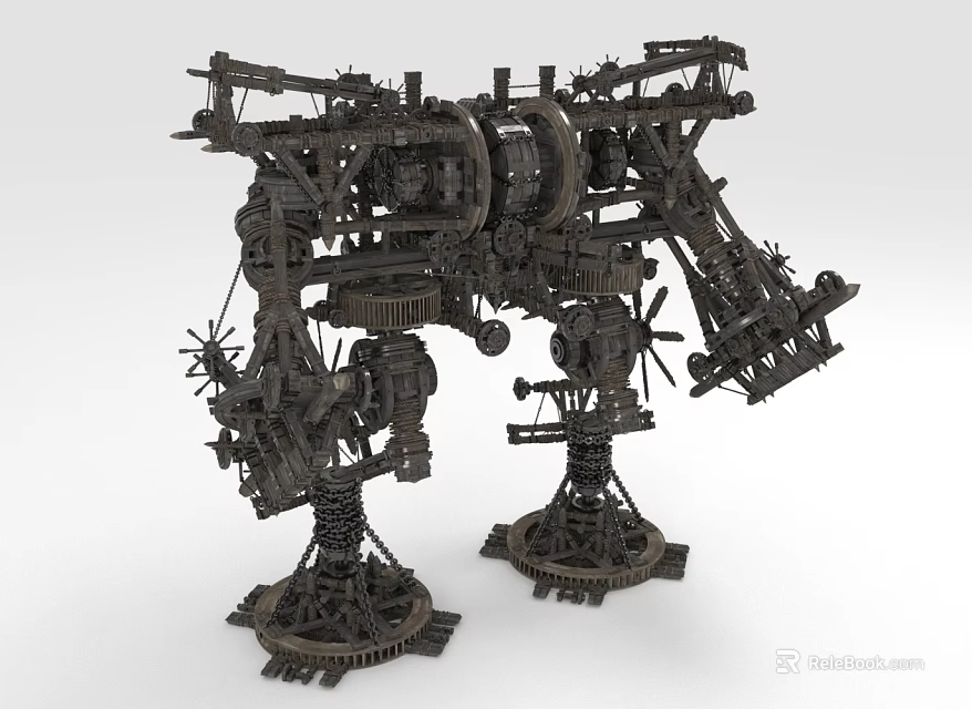 Intricate Steampunk Mechanical Structure With Gears Pipes And Metal Components 3d model 