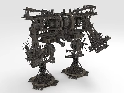 Intricate Steampunk Mechanical Structure With Gears Pipes And Metal Components 3d model