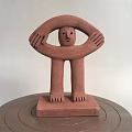 Decorative Ornament Set with Terracotta Human Figurine Double Hands Design Minimalist Home Tabletop Decoration