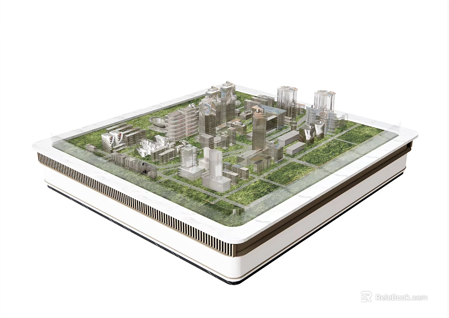 Commercial Equipment Urban Architectural Model Display With Buildings And Green Areas 3d model 