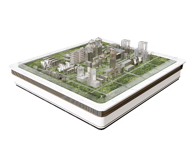 Commercial Equipment Urban Architectural Model Display With Buildings And Green Areas 3d model