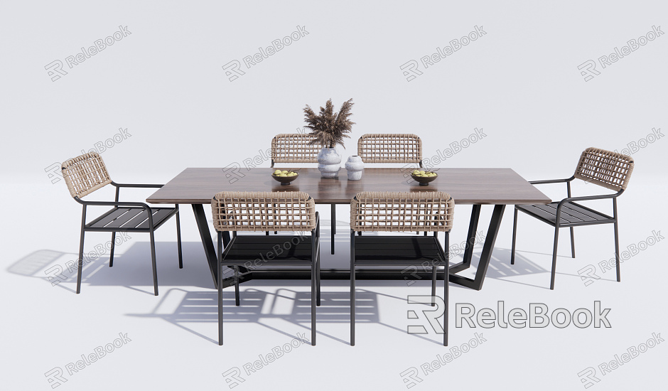 Modern Dining Table and Chair Combination Outdoor Dining Table and Chair Outdoor Leisure Table and Chair Rattan Leisure Chair model