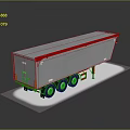 Detailed Silver Red Semi Trailer Model With Cargo Container And Wheels 3d model