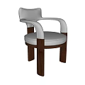 Modern Dining Chairs With Beige Upholstered Seats Curved Armrests And Dark Wooden Legs