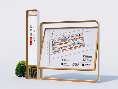 Public Facilities Outdoor Directional Signs With Site Plan And Information Board 3d model