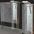 Modern Shower Head With Rainfall Water Flow And Glass Enclosure Design