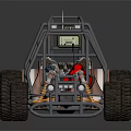 Open Frame Off Road Buggy With Red Seats And Large Tires 3d model