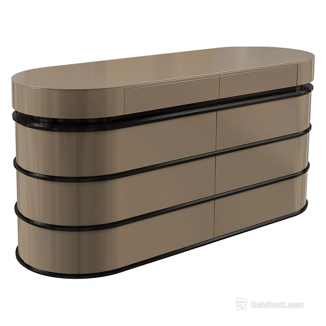 Modern Sleek Stool With Metallic Finish Layered Structure And Black Lines 3d model
