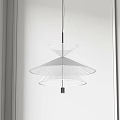 Modern Layered White Chandelier With Lightweight Fabric Shades For Minimalist Interior Design