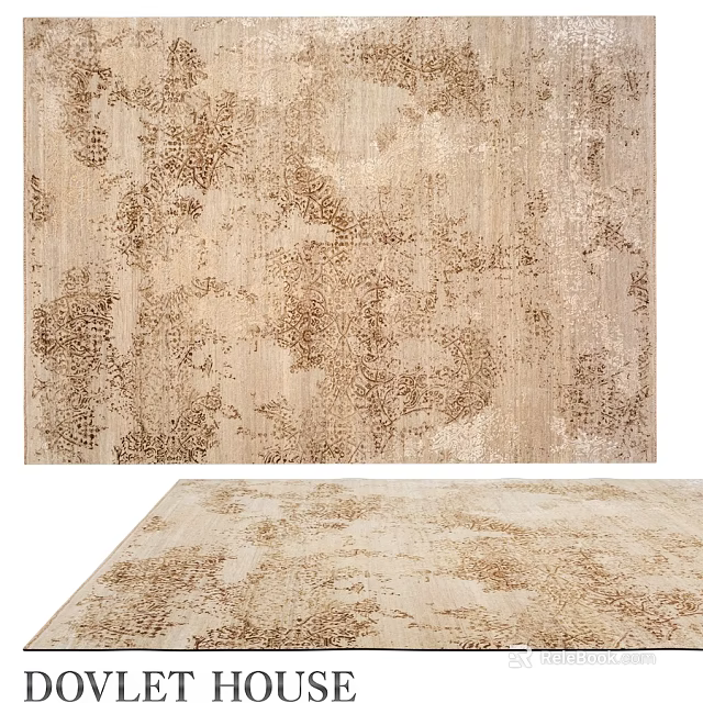 Square Rug With Beige Brown Floral Pattern And Vintage Design For Living Room 3d model 