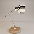 Modern Table Lamp With Wooden Base Metal Shade And Adjustable Arm Design