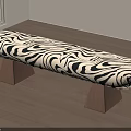 Zebra Print Bench with Wooden Legs Minimalist Design for Modern Home Interior