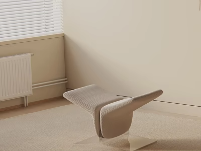 Modern Curved Lounge Chair With Acrylic Base In Light Room With Blinds 3d model