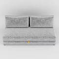 Gray Velvet Two Seater Sofa With Two Cushions And Storage Function
