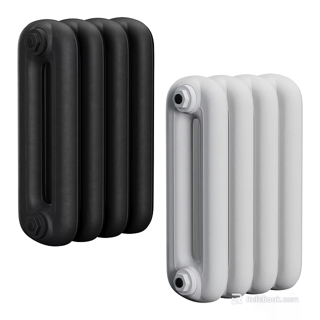 Stylish Black And White Heating Radiator Design For Home Living Space Use 3d model 