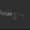 Military Machine Gun With Camouflage Pattern Ammunition Belt And Heat Vents Barrel