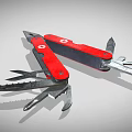 Red Swiss Army Multitool With Pliers Blades And Multiple Tools 3d model