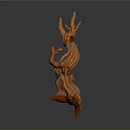 Unique Orange Brown Plant With Twisted Branches And Artistic Tree Stump Shape