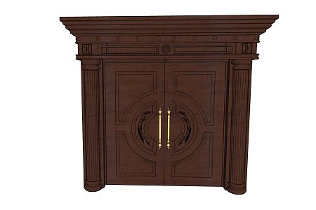 European-style double door copper door 3d model