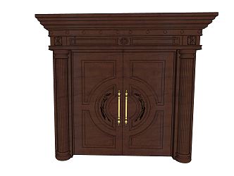 European-style double door copper door 3d model