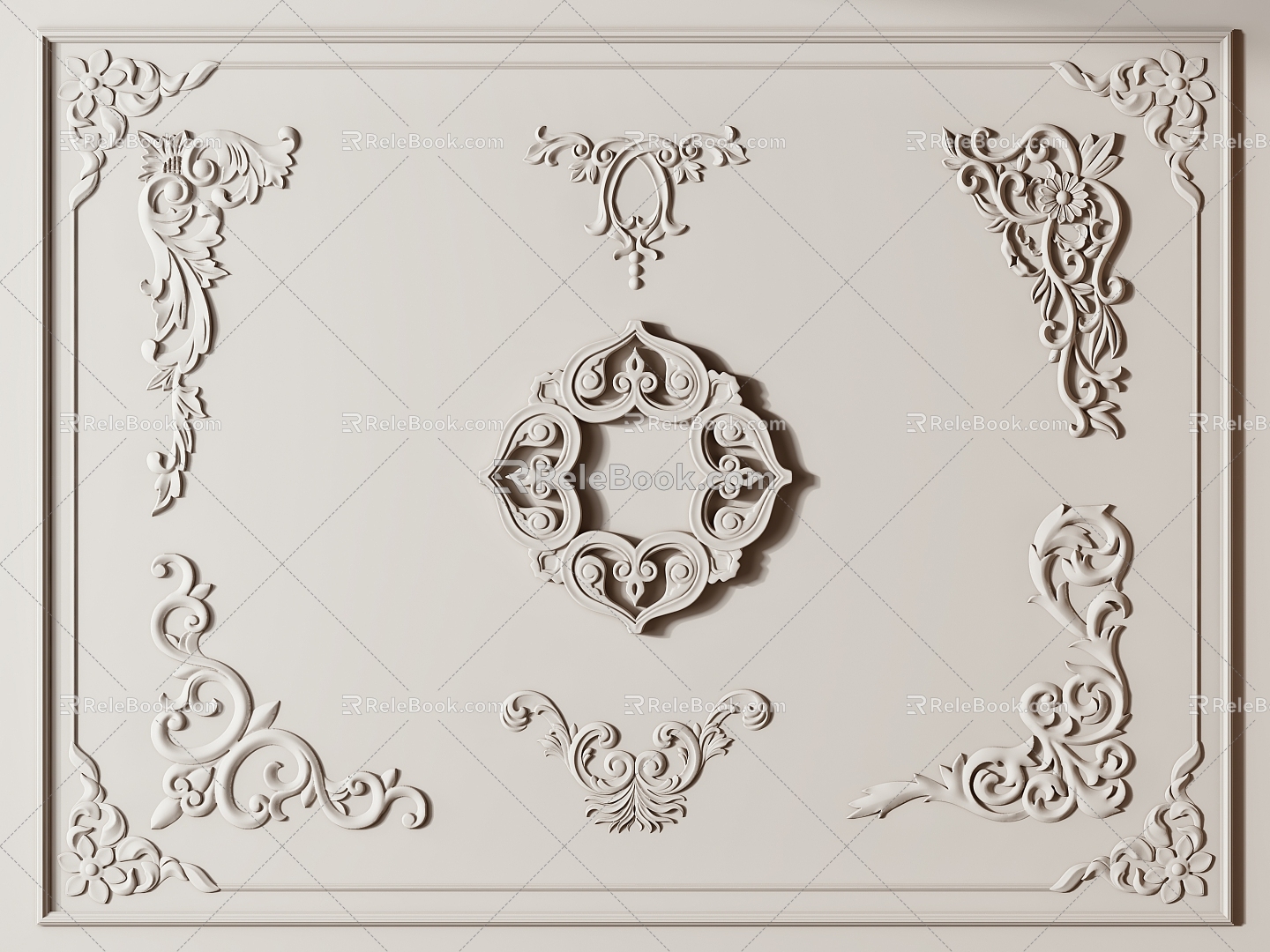 French carved plaster 3d model