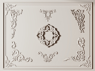 French carved plaster 3d model